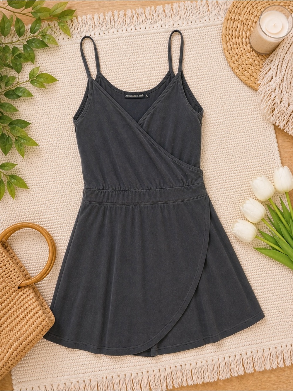 Abercrombie Gray Skort Romper Wrap Front Size M